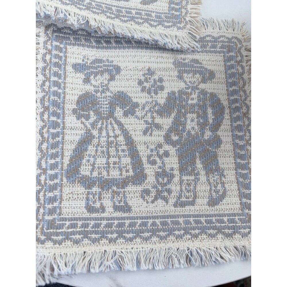 Vintage Kolf Square 4 Woven Tapestry Wall Hanging Austria Folk Art